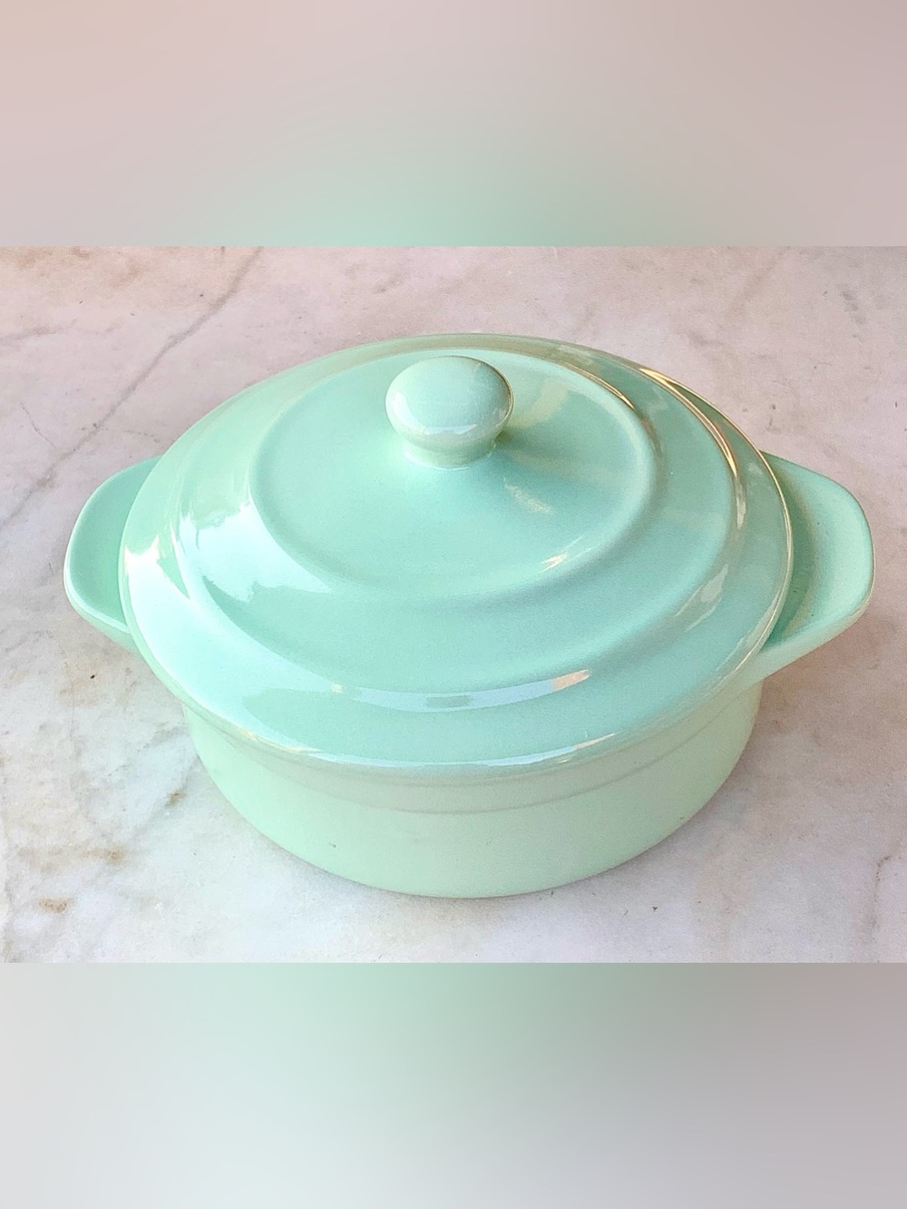 MARTHA STEWART Mint Green Covered MINI CASSEROLE BAKING Dish Durable STONEWARE